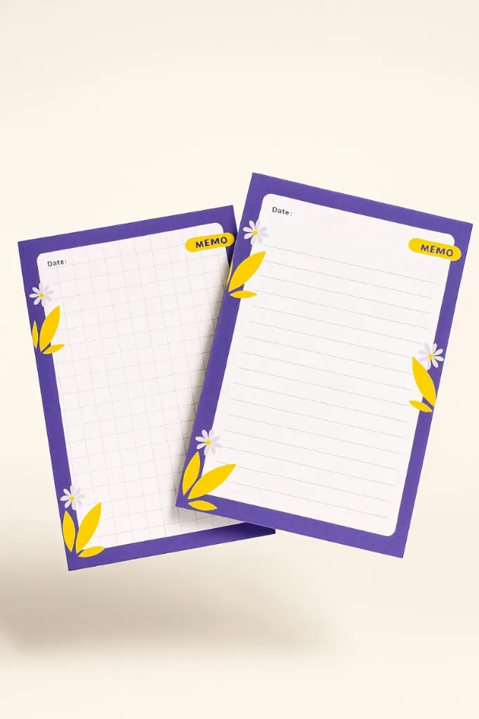 Floral Pastel Memo Pad Set – Lined & Grid Notes