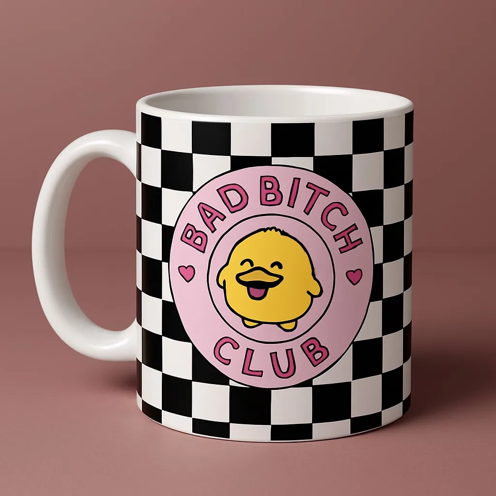 Bad Bitch Club Duck Checkerboard Ceramic Mug