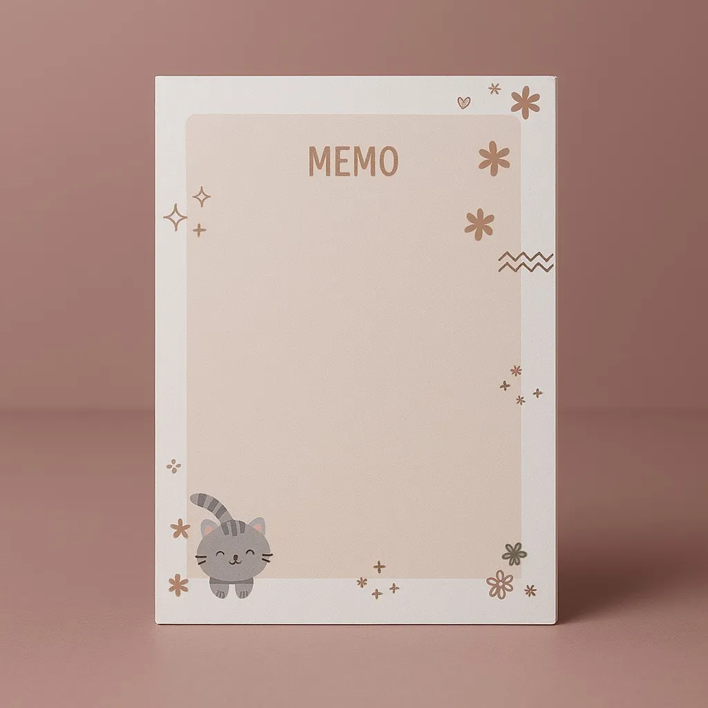 Cute Cat Floral Memo Pad